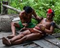 Men Mentawai tribe make tattoo.